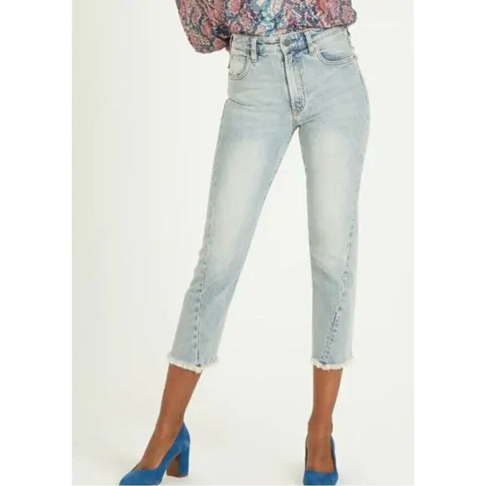 Dear John High Rise Frankie Ankle Denim Jeans Frayed Size 32 Classic Chic NWT